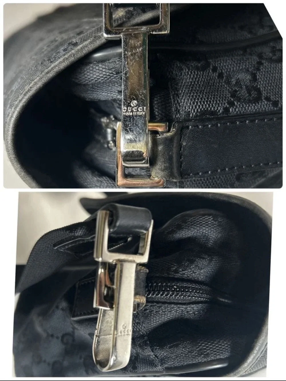 Gucci Black GG Canvas and Leather Crossbody Messenger